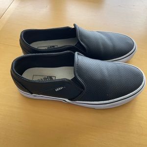 Vans Black leather slip on shoe